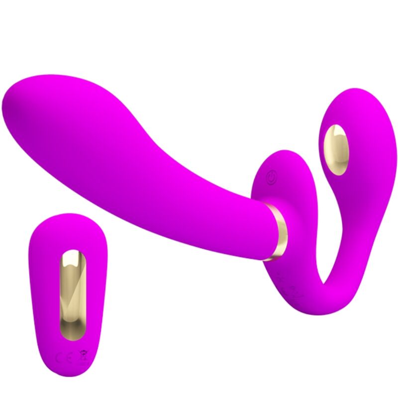 PRETTY LOVE - VIBRATEUR DOUBLE STRAP-ON THUNDERBIRD TÉLÉCOMMANDÉ VIOLET