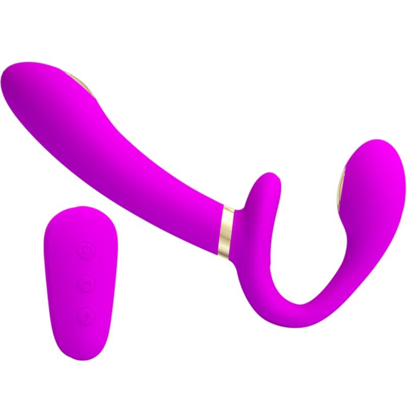 PRETTY LOVE - VIBRATEUR DOUBLE STRAP-ON THUNDERBIRD TÉLÉCOMMANDÉ VIOLET