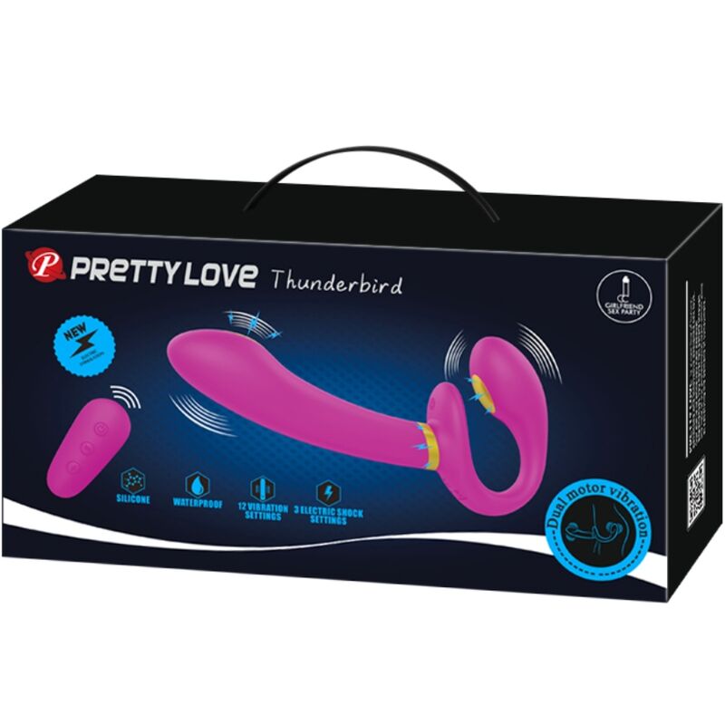 PRETTY LOVE - VIBRATEUR DOUBLE STRAP-ON THUNDERBIRD TÉLÉCOMMANDÉ VIOLET