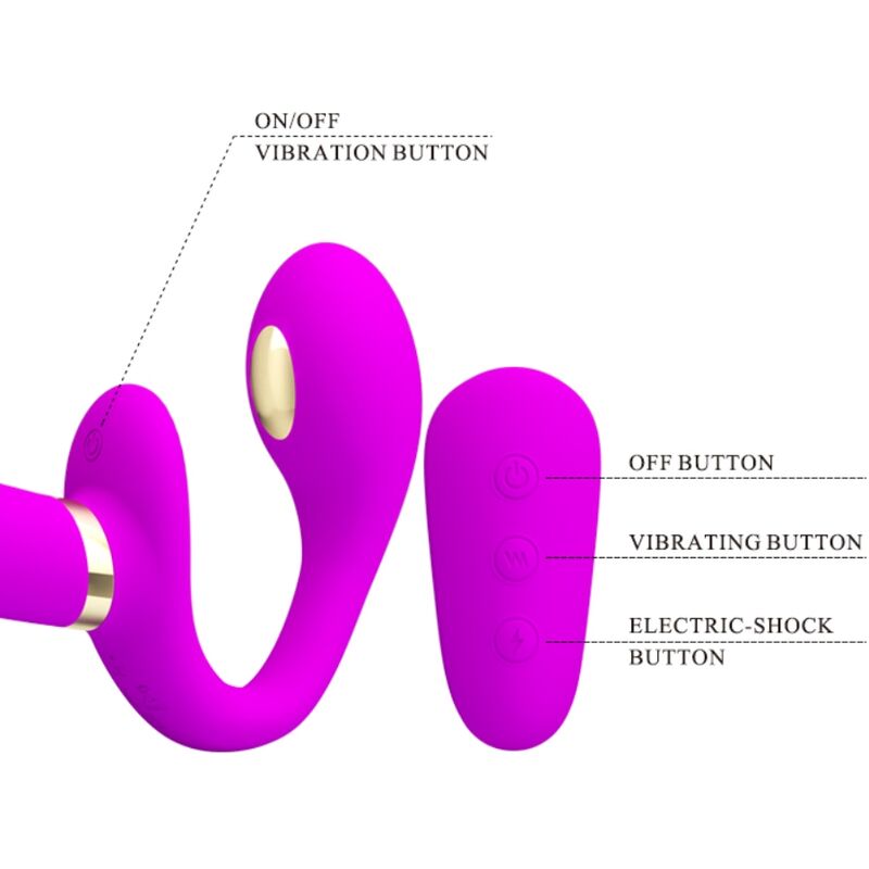 PRETTY LOVE - VIBRATEUR DOUBLE STRAP-ON THUNDERBIRD TÉLÉCOMMANDÉ VIOLET