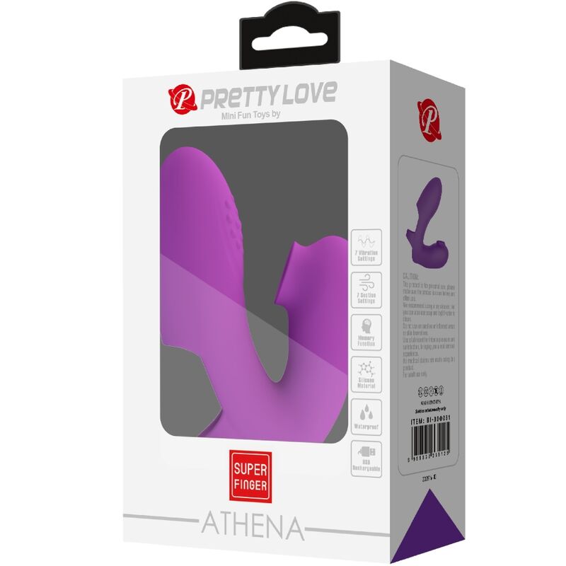 PRETTY LOVE - VIBROMASSEUR DE DOIGT ATHENA AVEC STIMULATEUR CLITORIDIEN VIOLET