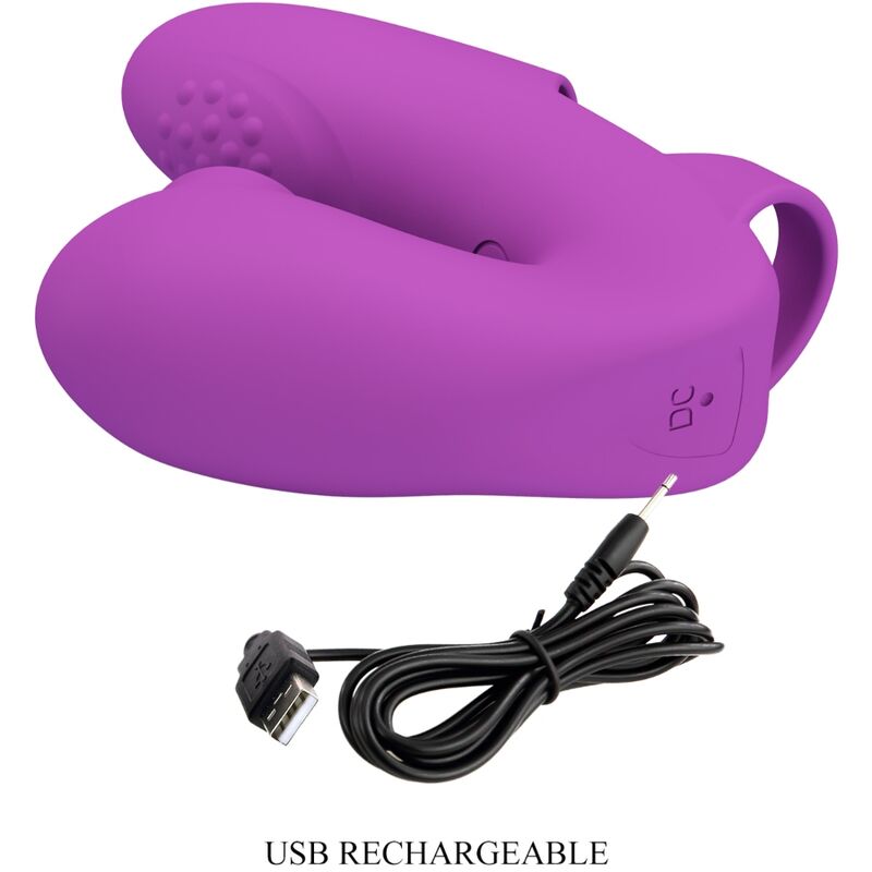 PRETTY LOVE - VIBROMASSEUR DE DOIGT ATHENA AVEC STIMULATEUR CLITORIDIEN VIOLET