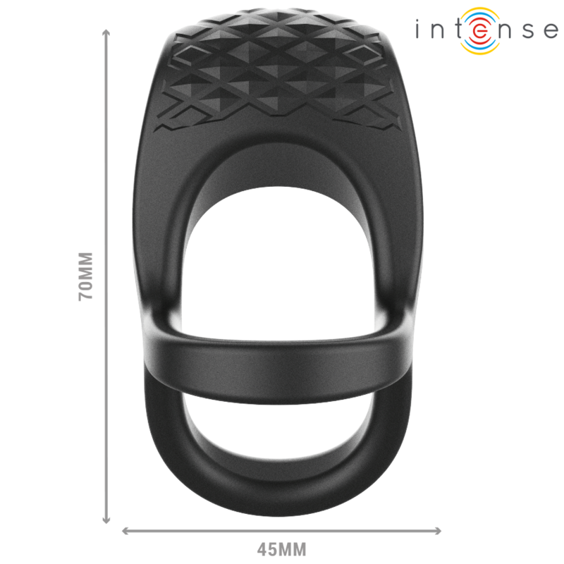 INTENSE - ANNEAU VIBRANT DOUBLE PÉNIS ALEX 10 VIBRATIONS NOIR