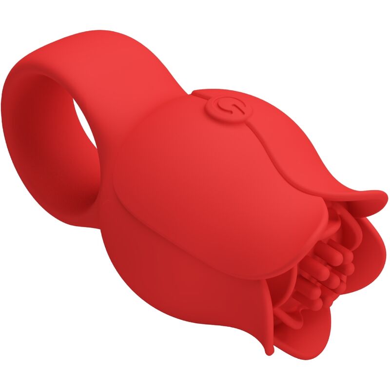 PRETTY LOVE - VIBROMASSEUR DE DOIGT EN FORME DE ROSE 10 VIBRATIONS ROUGE