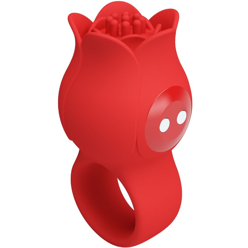 PRETTY LOVE - VIBROMASSEUR DE DOIGT EN FORME DE ROSE 10 VIBRATIONS ROUGE