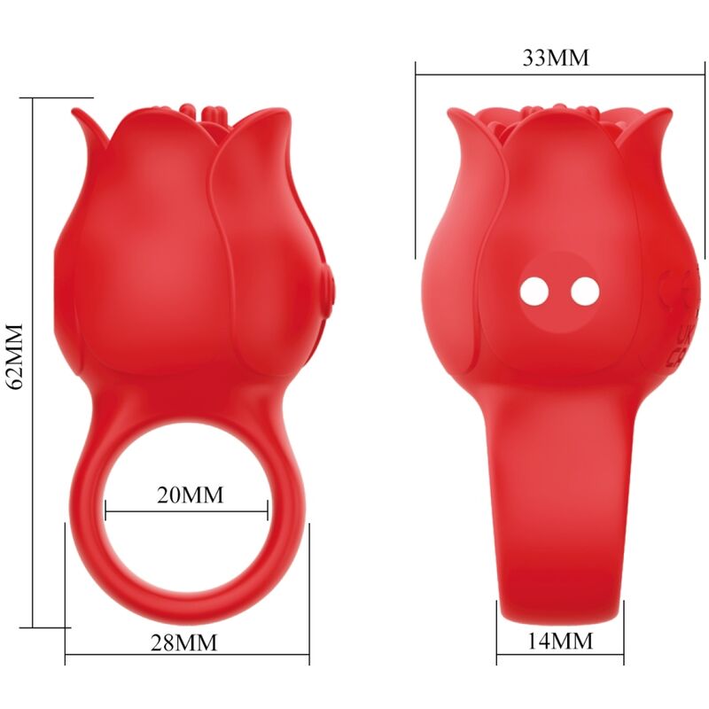 PRETTY LOVE - VIBROMASSEUR DE DOIGT EN FORME DE ROSE 10 VIBRATIONS ROUGE