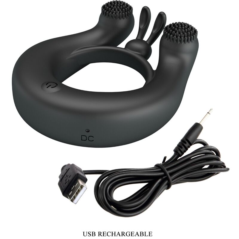 PRETTY LOVE - DAHLIA VIBRATIONSRING + KLITORISSTIMULATOR 12 VIBRATIONEN SCHWARZ