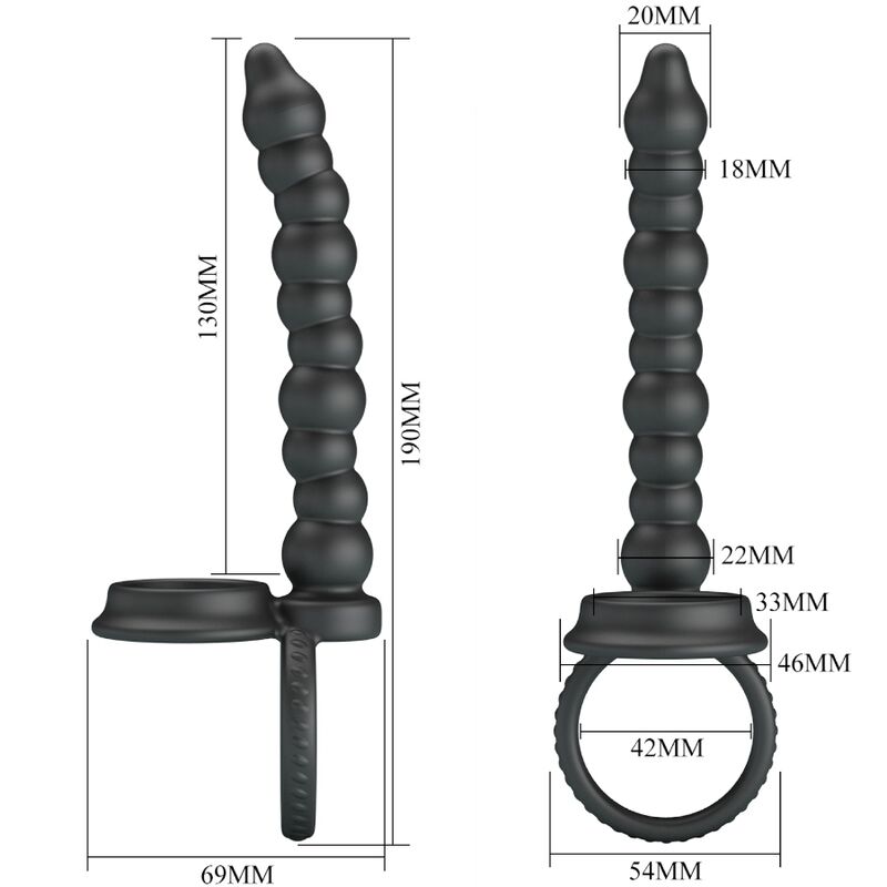 PRETTY LOVE - DILLION DOPPELTE PENETRATION COCK RING SCHWARZ