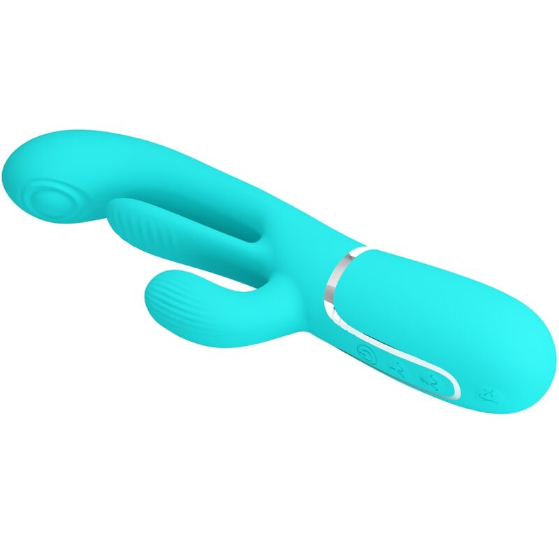 PRETTY LOVE - SHANIA TRIPLE RABBIT VIBROMASSEUR MULTIFONCTION 3 EN 1 BLEU