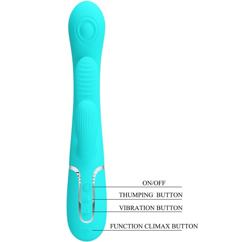 PRETTY LOVE - SHANIA TRIPLE RABBIT VIBROMASSEUR MULTIFONCTION 3 EN 1 BLEU