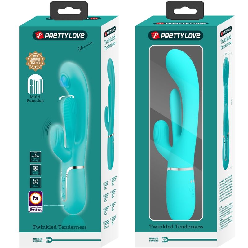PRETTY LOVE - SHANIA TRIPLE RABBIT VIBROMASSEUR MULTIFONCTION 3 EN 1 BLEU