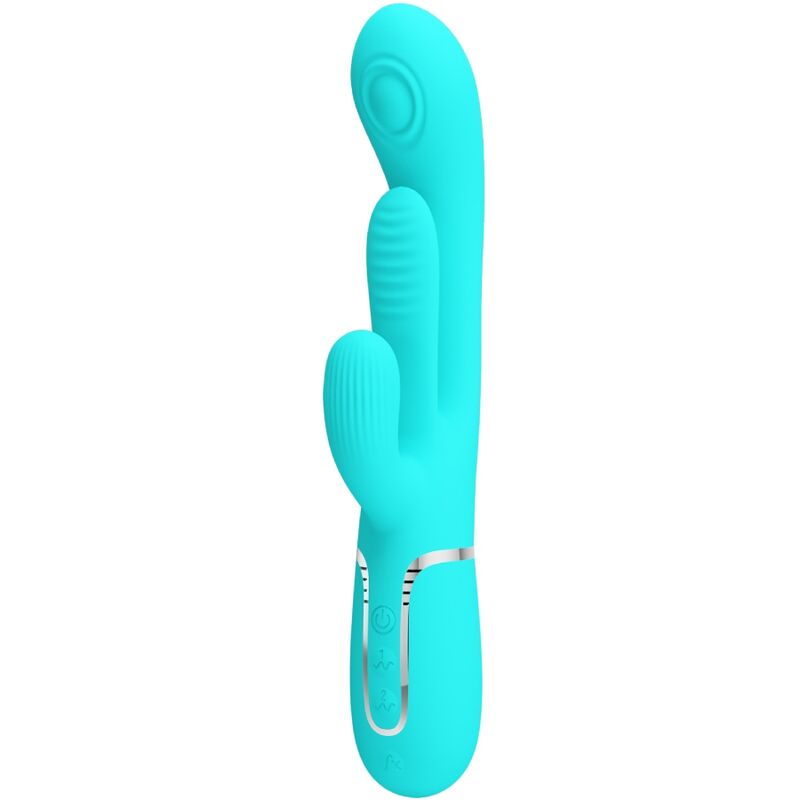 PRETTY LOVE - SHANIA TRIPLE RABBIT VIBROMASSEUR MULTIFONCTION 3 EN 1 BLEU