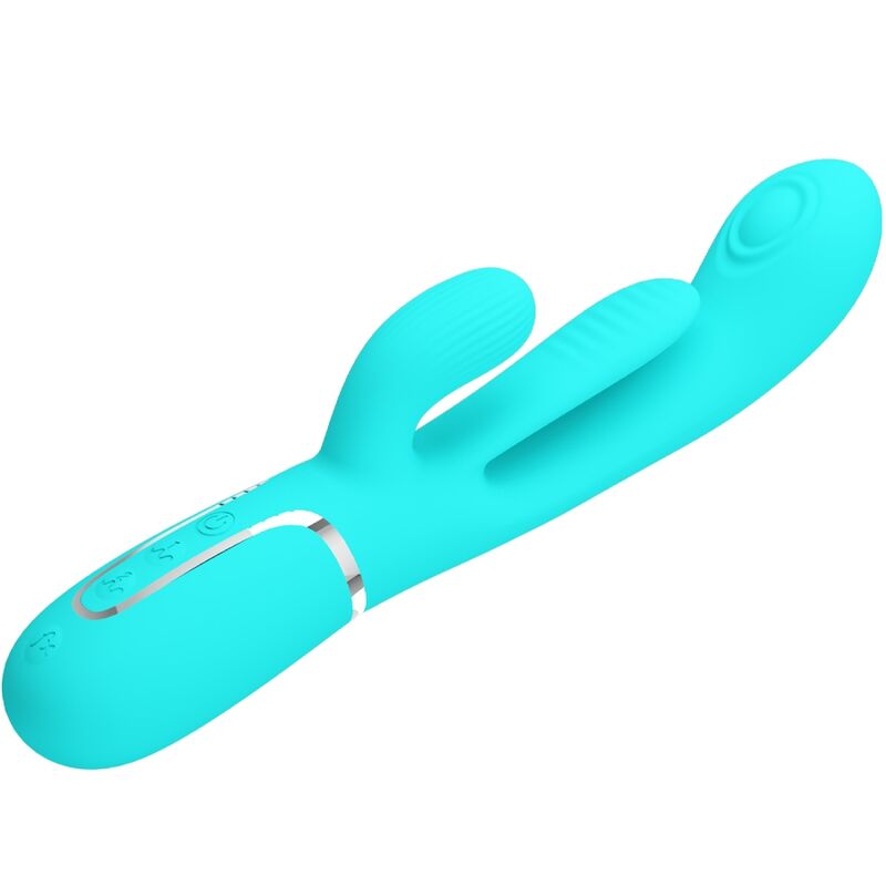PRETTY LOVE - SHANIA TRIPLE RABBIT VIBROMASSEUR MULTIFONCTION 3 EN 1 BLEU