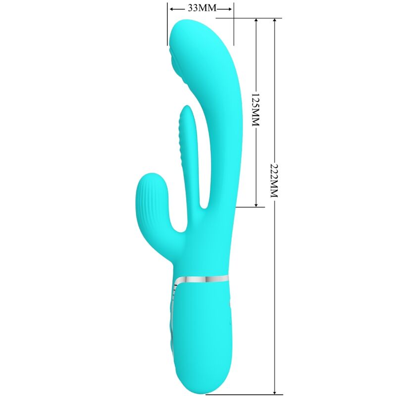 PRETTY LOVE - SHANIA TRIPLE RABBIT VIBROMASSEUR MULTIFONCTION 3 EN 1 BLEU