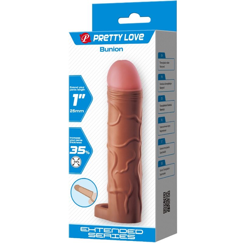 PRETTY LOVE - ANNEAU PÉNIS AVEC EXTENSION DE 2,5 CM MULÂTRE