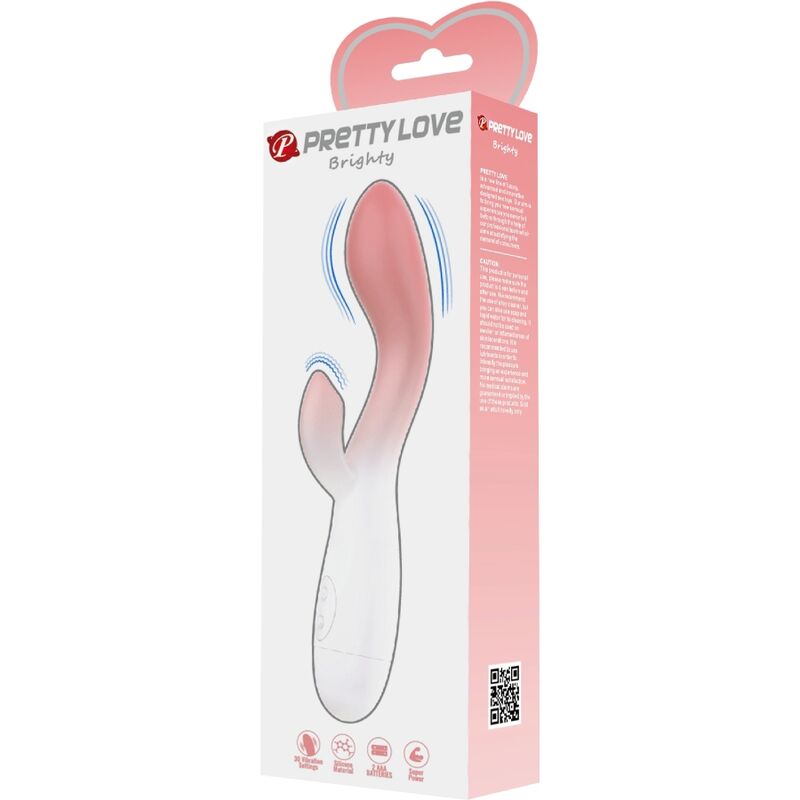 PRETTY LOVE - VIBROMASSEUR POINT G BRIGHTY + STIMULATEUR CLITORIDIEN 30 VIBRATIONS ROSE
