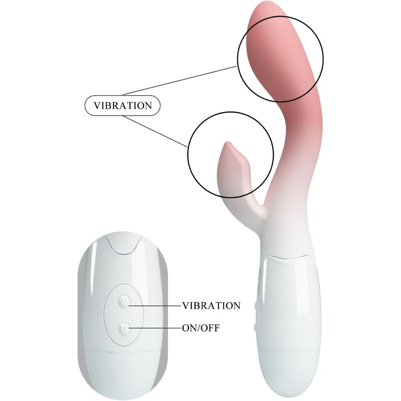PRETTY LOVE - VIBROMASSEUR POINT G BRIGHTY + STIMULATEUR CLITORIDIEN 30 VIBRATIONS ROSE