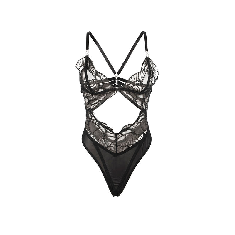 SUBBLIME - 955212 BODY TRANSPARENT AVEC DENTELLE NOIRE CREUSE S/M