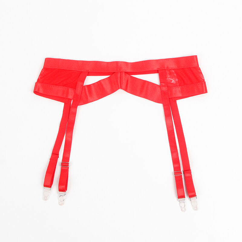 SUBBLIME - 955250 ROTER BONDAGE-BH MIT STRUMPFBAND-SET S/M
