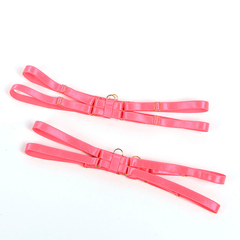 SUBBLIME - 955298 ENSEMBLE SOUTIEN-GORGE AVEC COLLIER ET DÉTAILS DE JAMBE ROSE FLUORESCENT S/M
