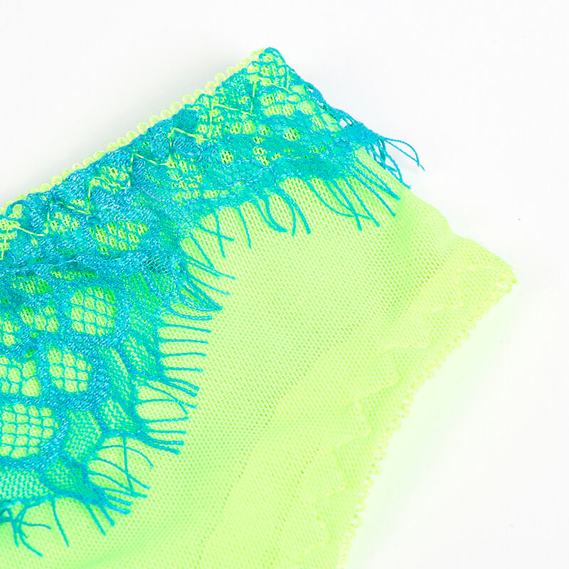 SUBBLIME - 955328 ENSEMBLE SOUTIEN-GORGE AVEC DENTELLE ET PORTE-JARRETELLES VERT ET BLEU L/XL