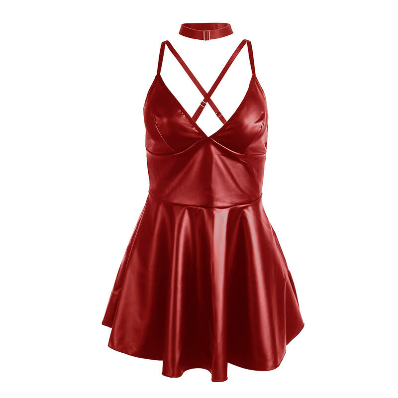 SUBBLIME - 955403 ROBE AVEC BRETELLES EN CUIR BOURGOGNE L/XL