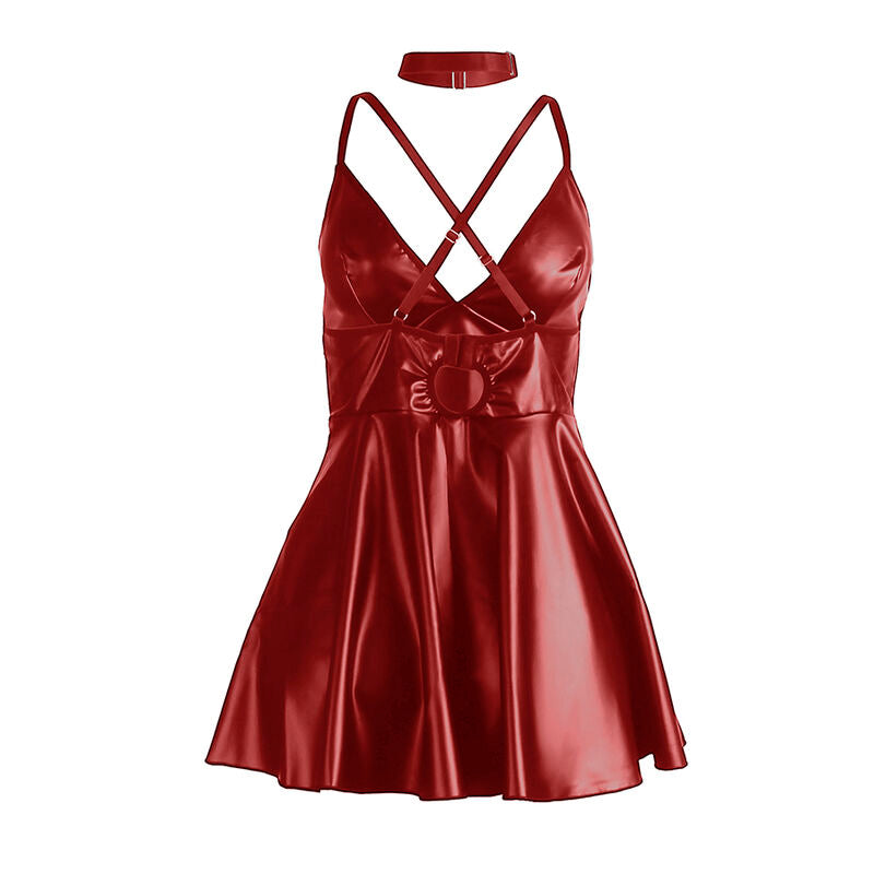 SUBBLIME - 955403 ROBE AVEC BRETELLES EN CUIR BOURGOGNE L/XL