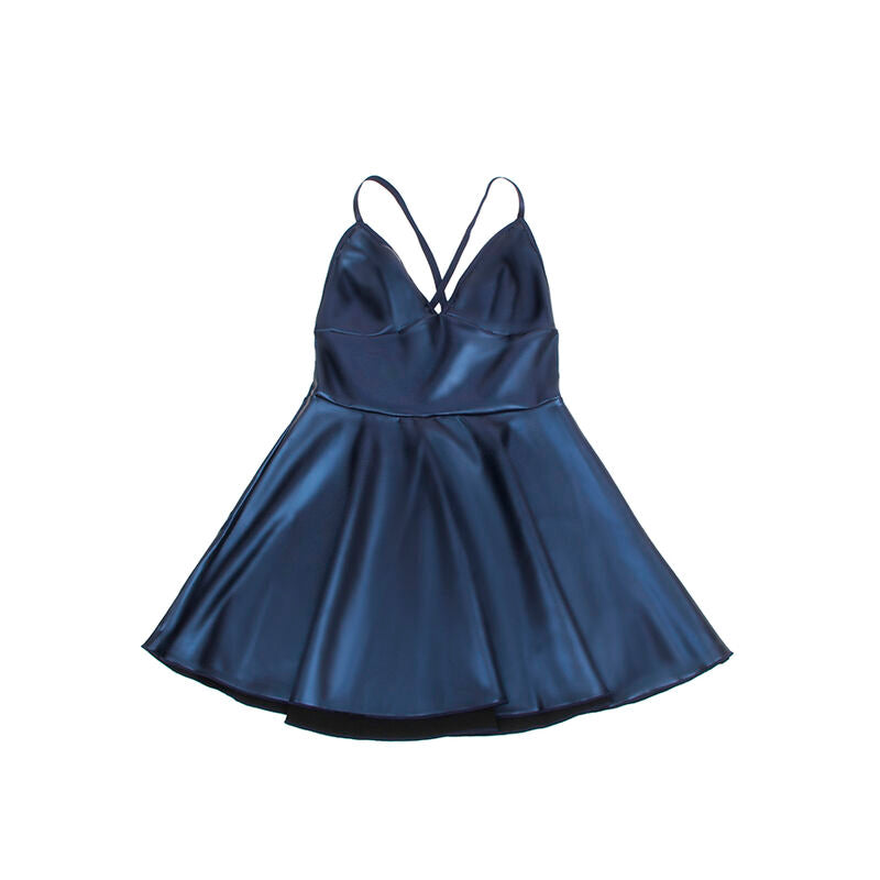 SUBBLIME - 955427 ROBE À BRETELLES EN CUIR BLEUES L/XL