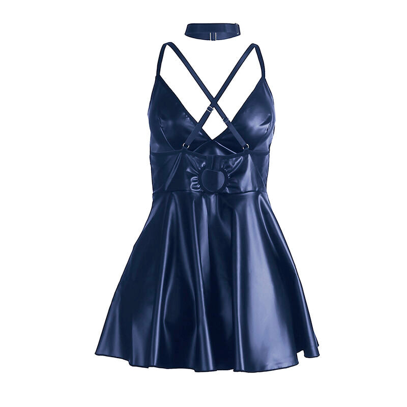 SUBBLIME - 955427 ROBE À BRETELLES EN CUIR BLEUES L/XL