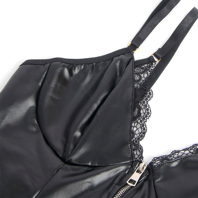 SUBBLIME - 955465 BODY NOIR EN CUIR AVEC FERMETURE ÉCLAIR L/XL