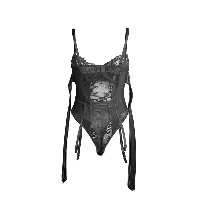 SUBBLIME - 955502 BODY SANS MANCHES AVEC NŒUDS ET JARRETELLES NOIR L/XL