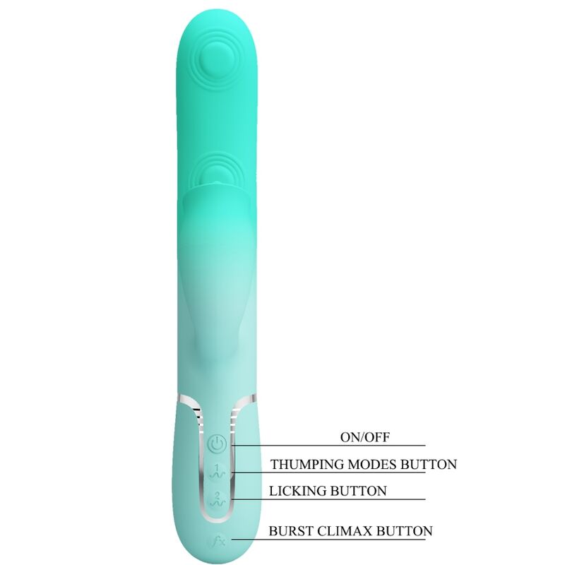 PRETTY LOVE - GIGI VIBRO-LAPIN MULTIFONCTION VERT D'EAU