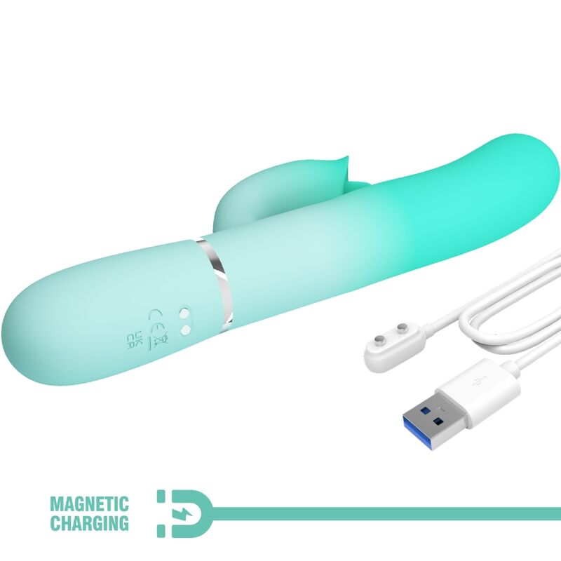 PRETTY LOVE - GIGI VIBRO-LAPIN MULTIFONCTION VERT D'EAU