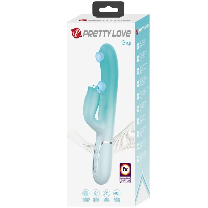 PRETTY LOVE - GIGI VIBRO-LAPIN MULTIFONCTION VERT D'EAU