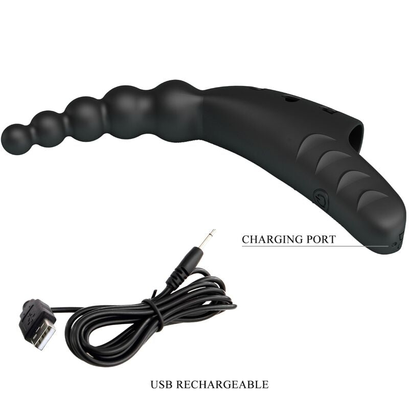 PRETTY LOVE - VIBROMASSEUR DE DOIGT JORDIN 10 VIBRATIONS NOIR
