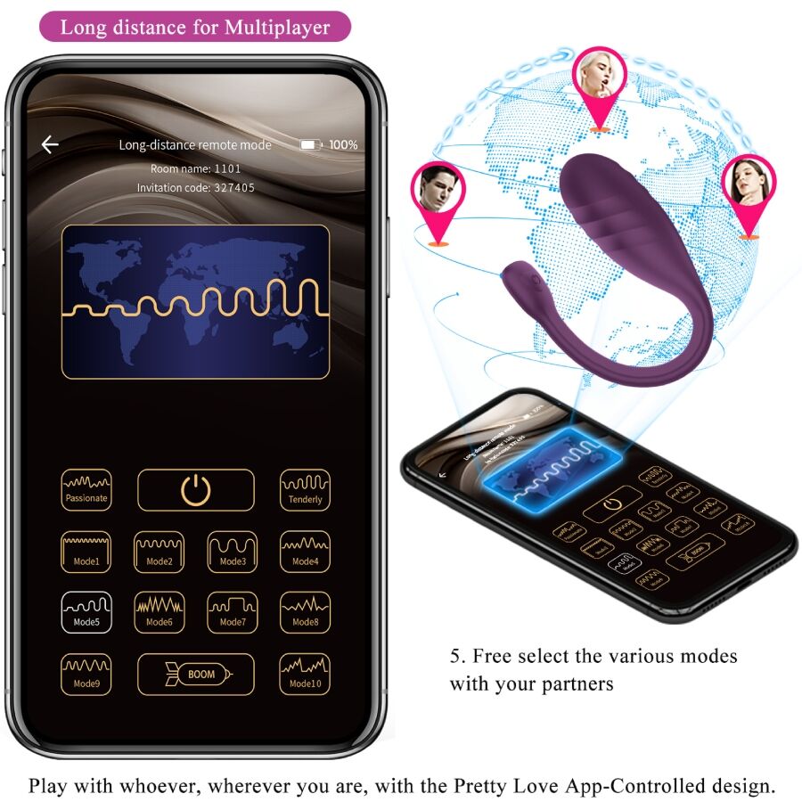 PRETTY LOVE - VIBRATEUR TÉLÉCOMMANDÉ VIA APPLICATION LEVIATHAN VIOLET