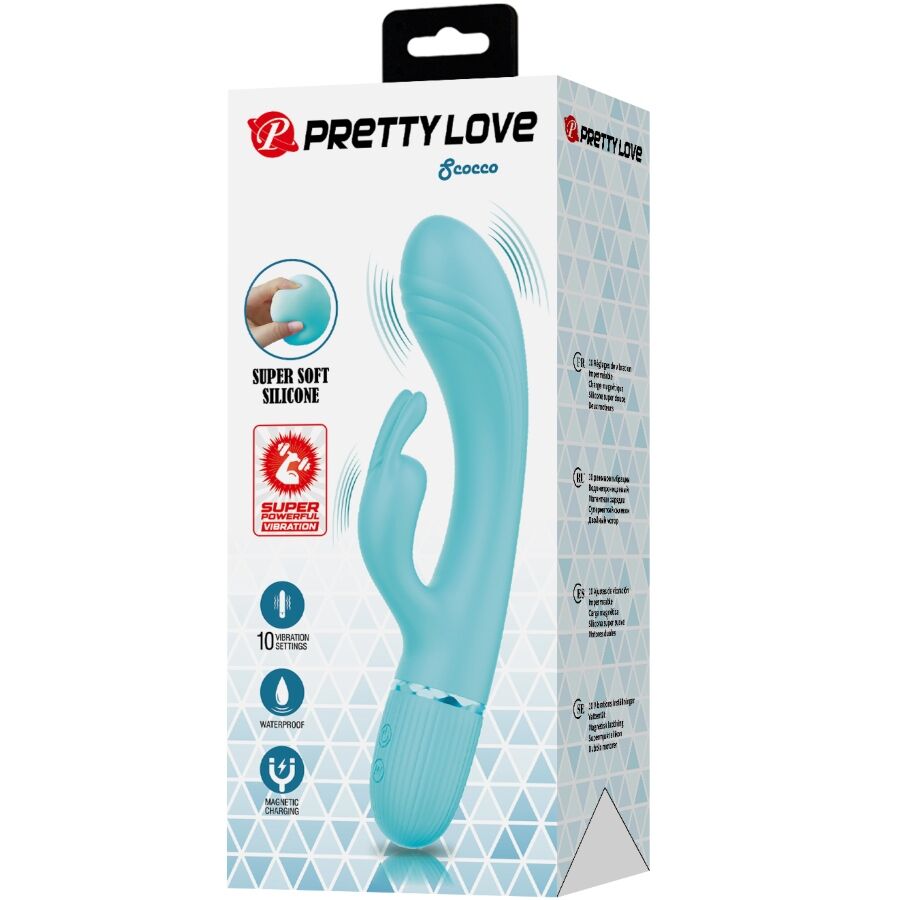 PRETTY LOVE - SCOCCO VIBRATEUR LAPIN TURQUOISE