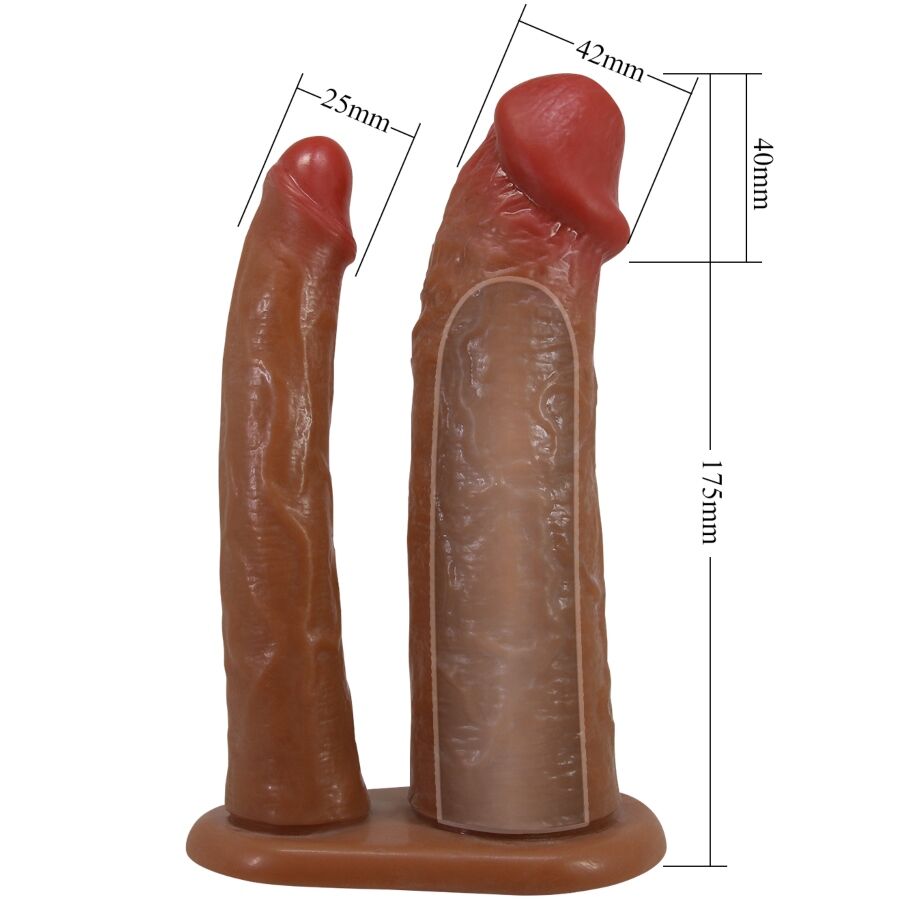PRETTY LOVE - GAINE DE PÉNIS DOUBLE YAIRON AVEC EXTENSION DE 4 CM, COULEUR MATTE