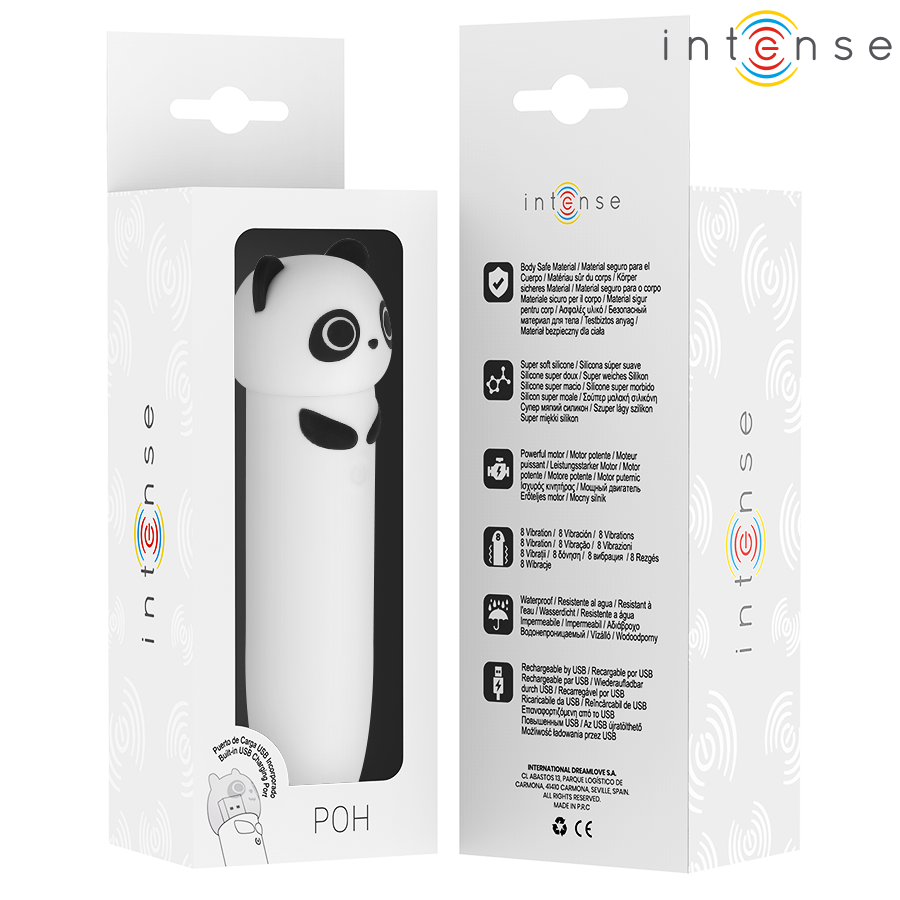 INTENSE - BALLE VIBRANTE POH PANDA, RECHARGEABLE USB, 10 X 2,2 CM