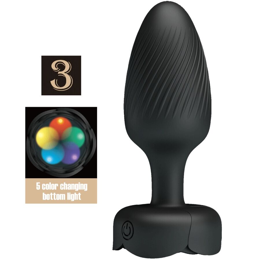 PRETTY LOVE - PLUG ANAL OSBORN LUMIÈRE LED NOIR 9,8 CM