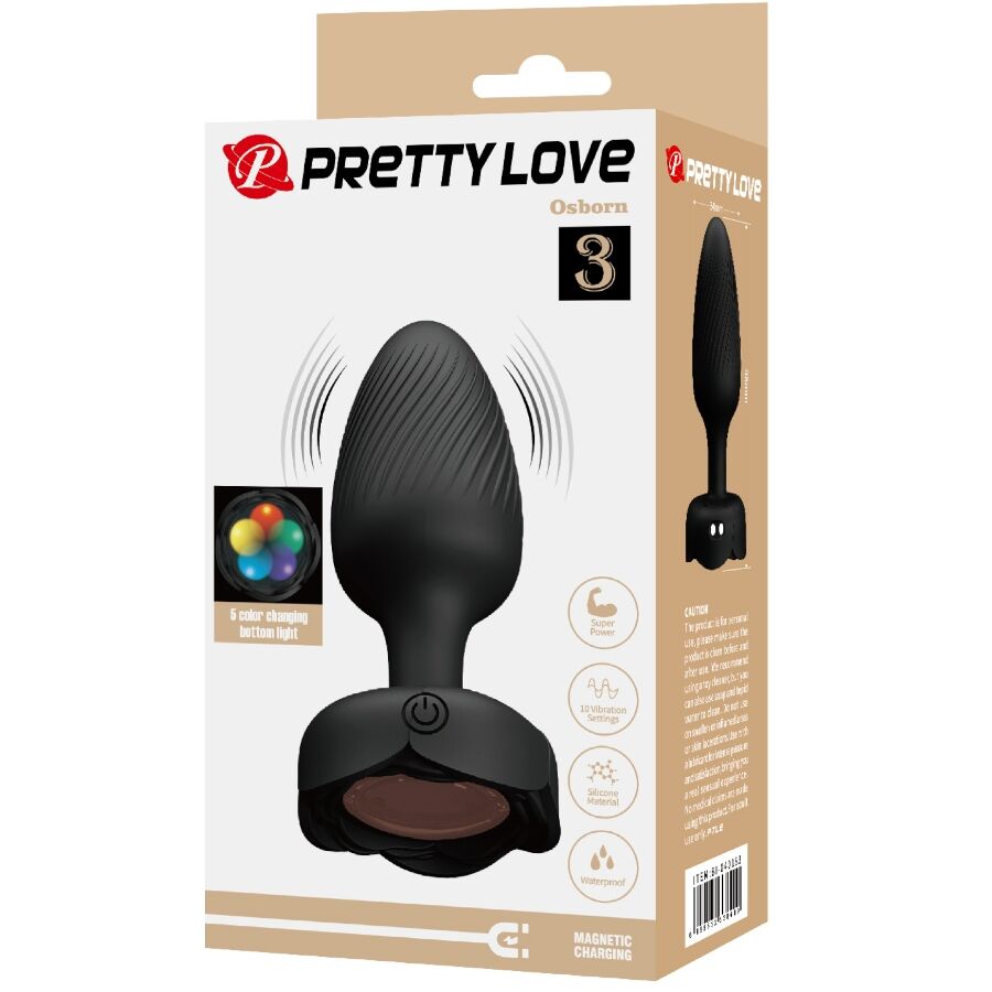 PRETTY LOVE - PLUG ANAL OSBORN LUMIÈRE LED NOIR 9,8 CM