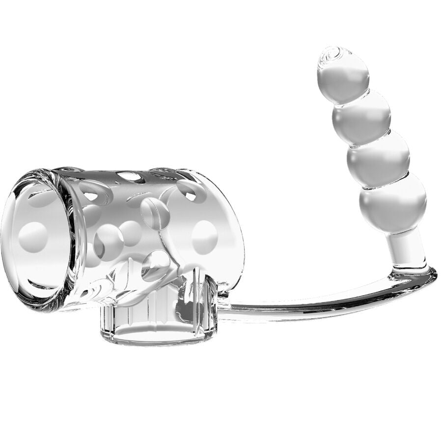 PRETTY LOVE - GAINE PÉNIS AVEC PLUG ANAL TRANSPARENTE