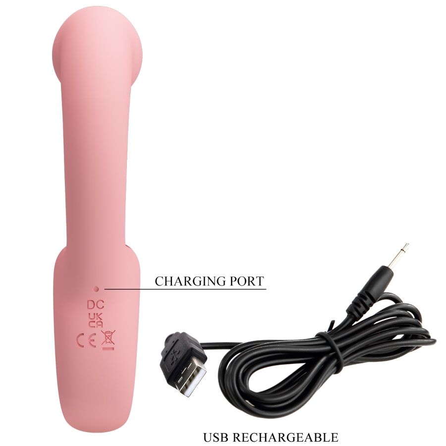 PRETTY LOVE - VIBROMASSEUR POINT G ERYNNYES + STIMULATEUR CLITORIDIEN 10 VIBRATIONS ROSE