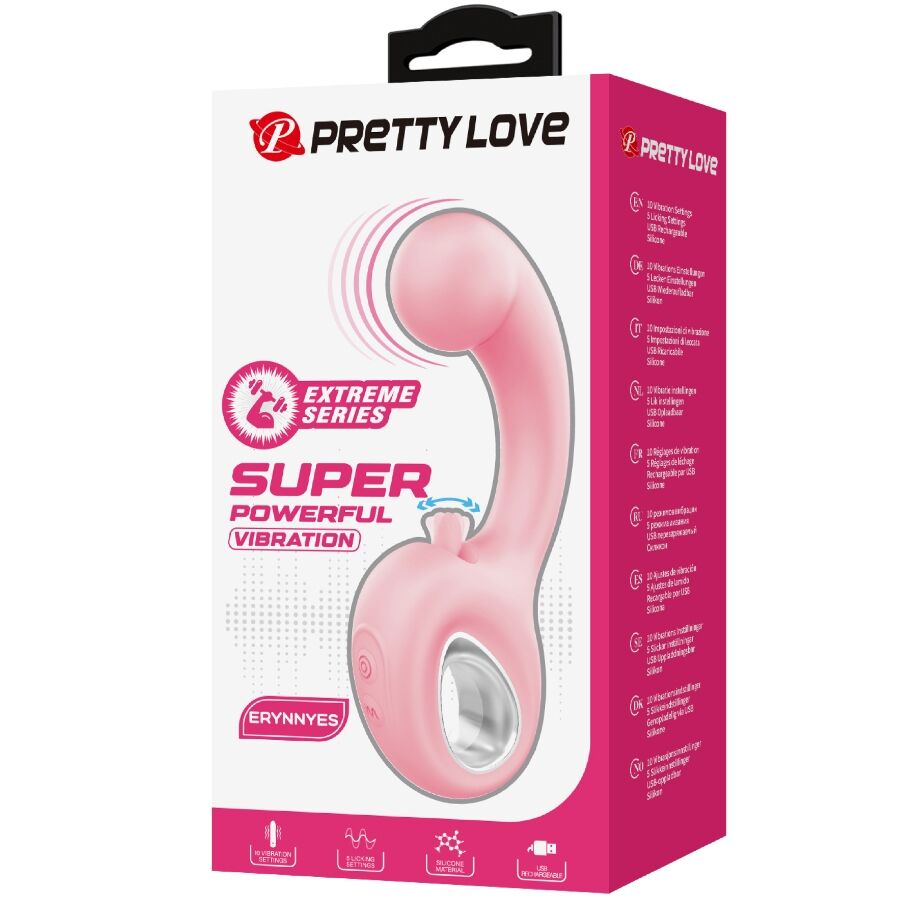PRETTY LOVE - VIBROMASSEUR POINT G ERYNNYES + STIMULATEUR CLITORIDIEN 10 VIBRATIONS ROSE