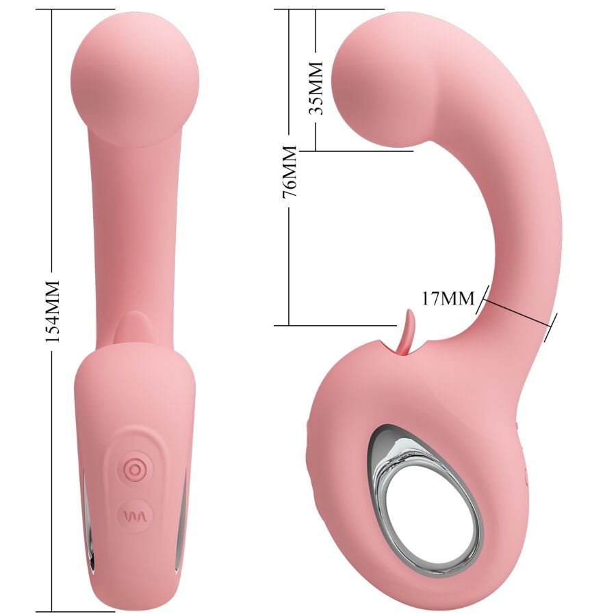 PRETTY LOVE - VIBROMASSEUR POINT G ERYNNYES + STIMULATEUR CLITORIDIEN 10 VIBRATIONS ROSE