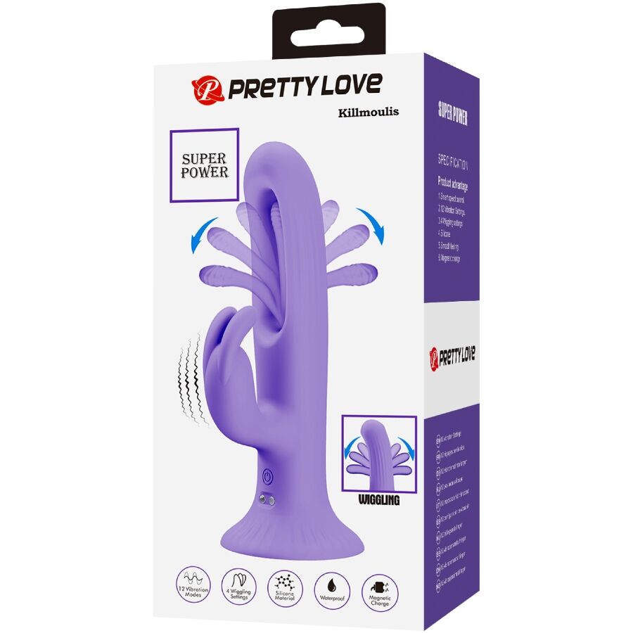 PRETTY LOVE - VIBROMASSEUR LAPIN KILLMOULIS 12 MODES DE VIBRATION VIOLET