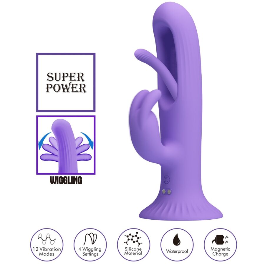 PRETTY LOVE - VIBROMASSEUR LAPIN KILLMOULIS 12 MODES DE VIBRATION VIOLET