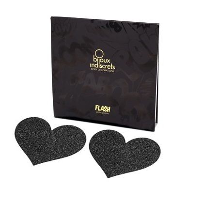 BIJOUX - INDISCRETS FLASH BLACK HEART CACHE-TÉTONS