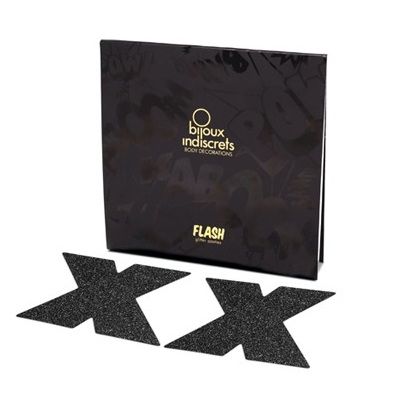 BIJOUX - INDISCRETS FLASH CROSS CACHES-TÉTONS NOIRS