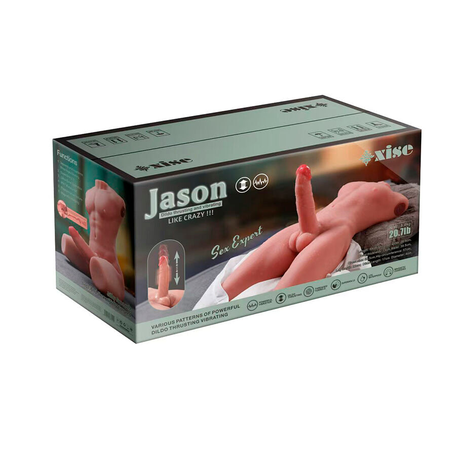 XISE – JASON TORSE MASCULIN RÉALISTE AVEC FONCTIONS DE POUSSÉE ET DE VIBRATION 55 CM